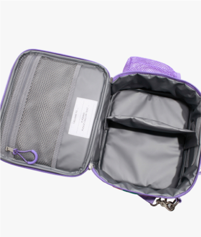 Image of Mackenzie Adaptive Lunch Box in Floral Bloom print, showing interior compartments.