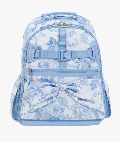 Front-facing image of Mackenzie Adaptive Backpack in LoveShackFancy print.