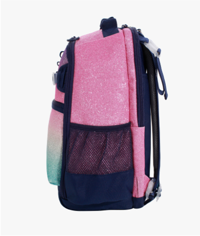 Side-facing image of Mackenzie Adaptive Backpack in Ombre Glitter