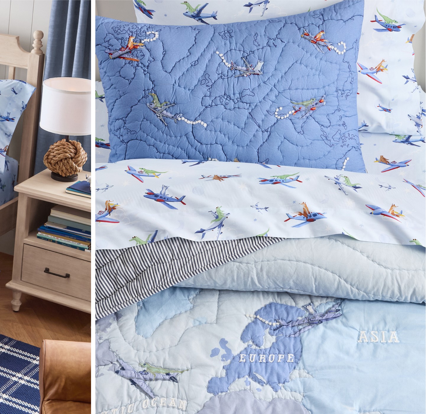 Airplane Map Quilt & Shams