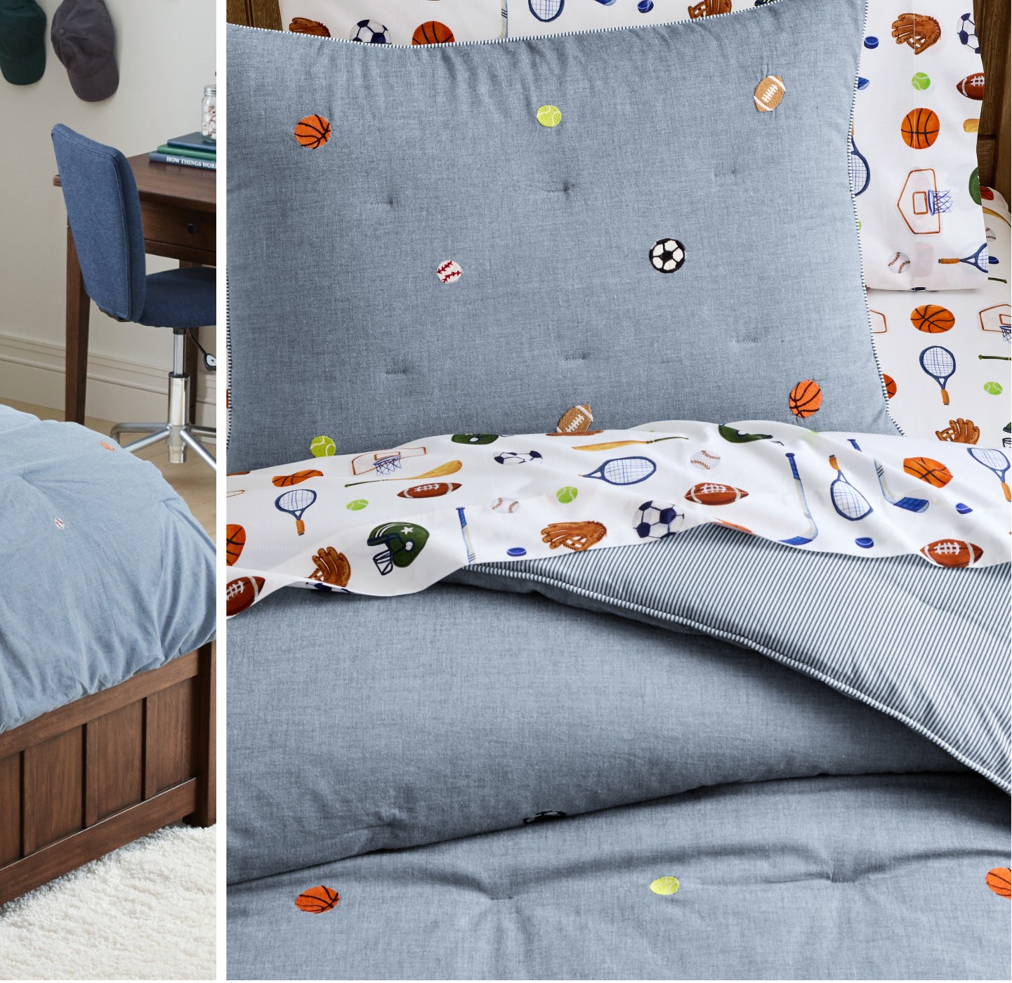 Embroidered Multi Icons Comforter & Shams