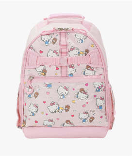 Side-facing image of Mackenzie Adaptive Backpack in Hello Kitty Hearts