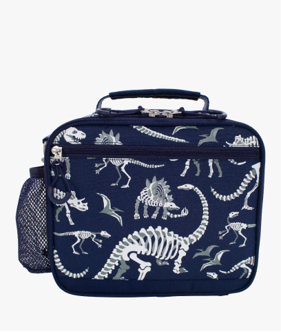 Front-facing image of Mackenzie Adaptive Lunch Box in Dino Bones print.