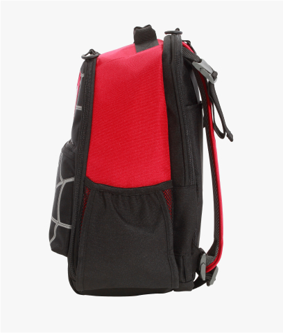 Side-facing image of Mackenzie Adaptive Backpack in Marvel's Spider-Man Miles Morales print.