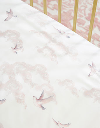 Monique Lhuillier Chinoiserie Birds Crib Sheet