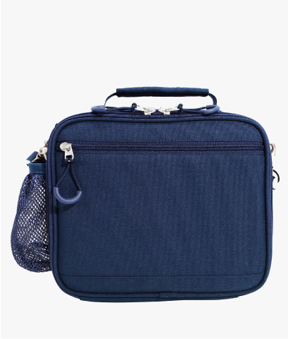 Front-facing image of Mackenzie Adaptive Lunch Box in Navy Solid print.