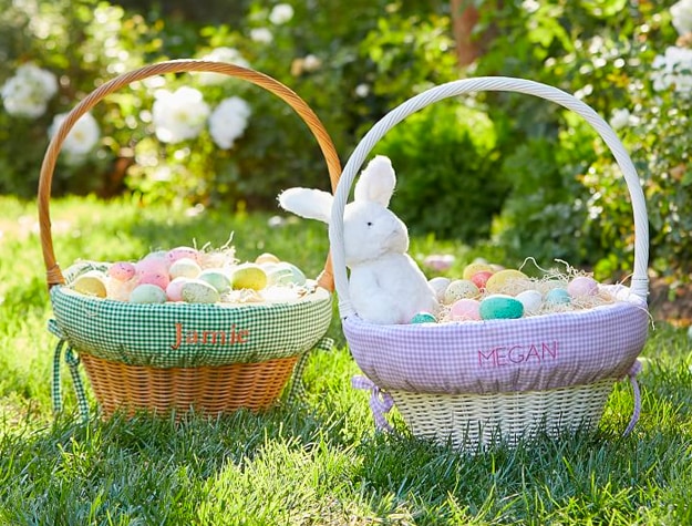 Easter egg baskets with gingham liners