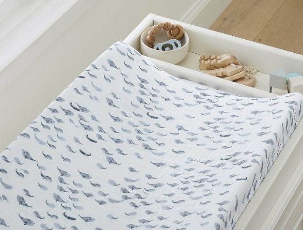 changing pad cover with decorative whales
