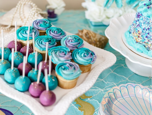 Plate of blue and purple desserts