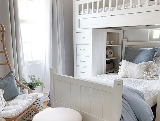 White blue bunk bed