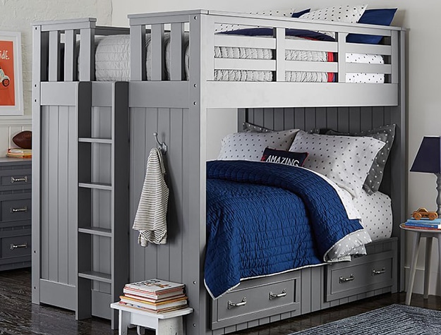 Grey blue bunk bed