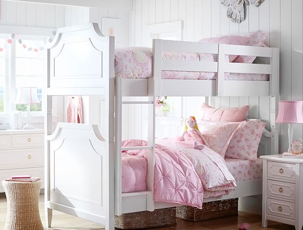 Pink white bunk bed