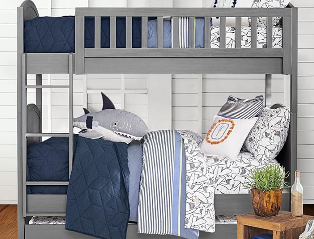 Grey and blue bunk bed