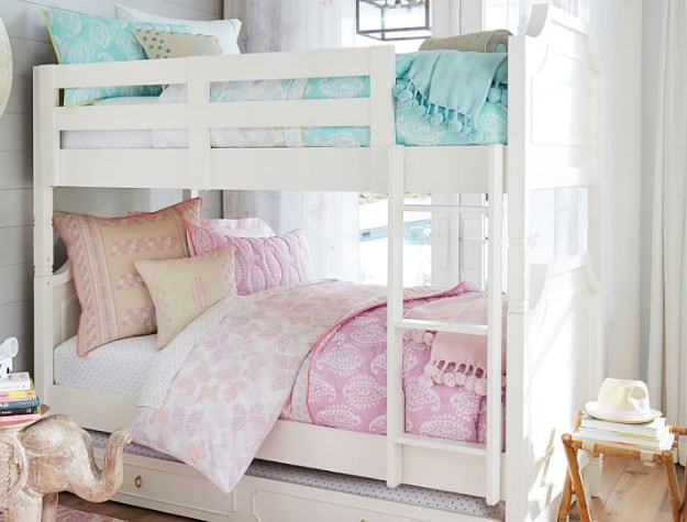 white twin bunk bed with trundle pullout