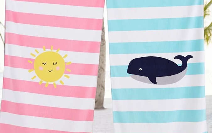 Pink and blue striped beach towels