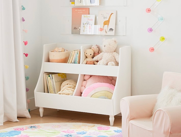 White toy storage cubbies