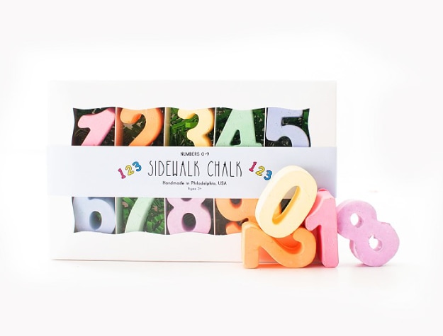 Colorful chalk set in the shape of numbers