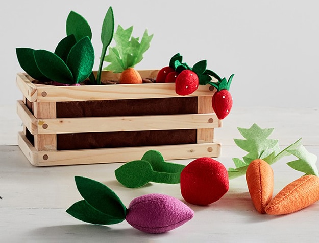 Soft veggie garden toy set.