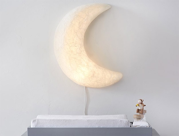 Wall mountable Paper Mache Light Up Moon.