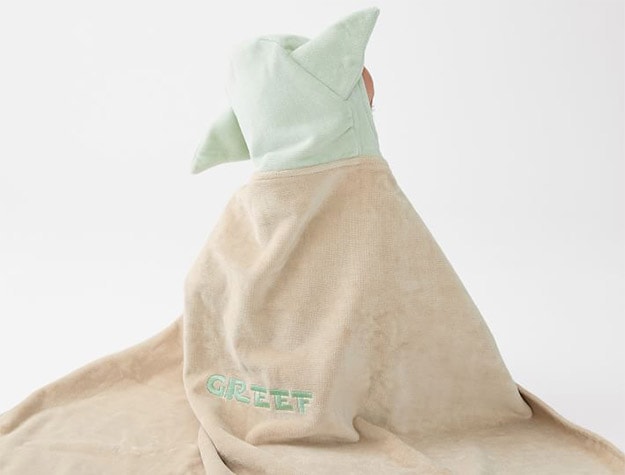 Baby wearing Star Wars™ The Mandalorian™ Grogu™ Baby Hooded Towel.