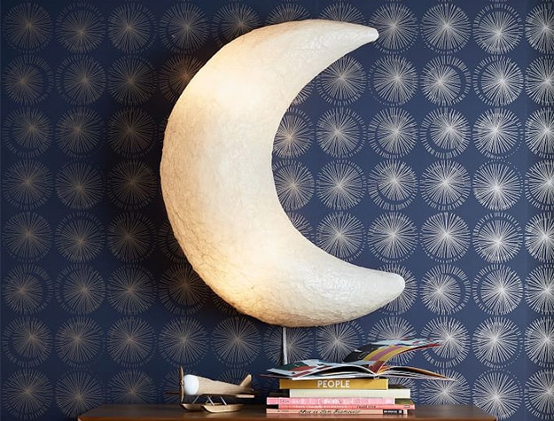 Wall mounted ​​Paper Mache Light Up Moon.