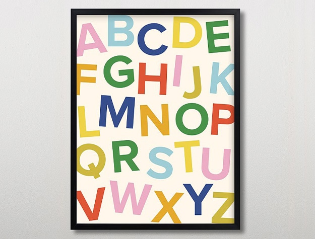Minted® happy alphabet wall art framed.