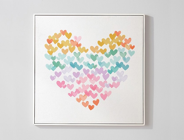 Watercolor heart framed wall art.