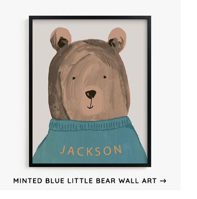 Minted Blue Little Bear Wall Art