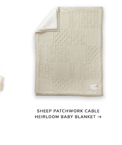 Sheep Patchwork Cable Heirloom Baby Blanket