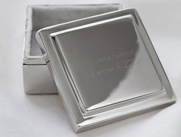 Silver engraved keepsake box.