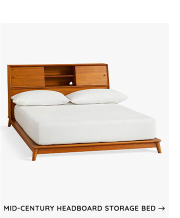 Mid-Century Headboard Storage Bed