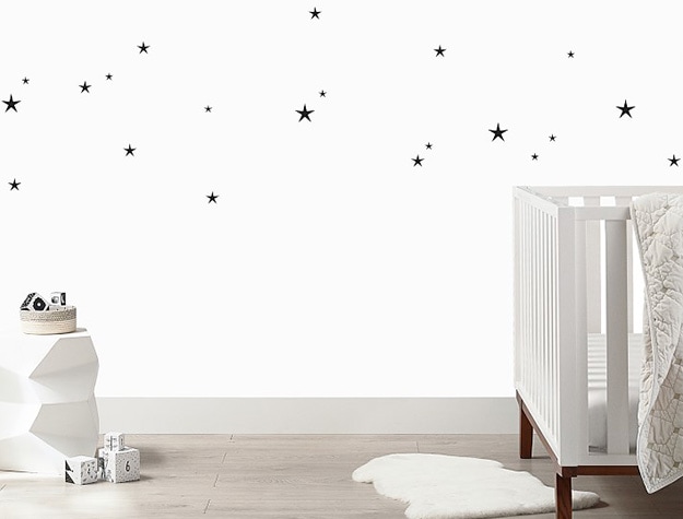Black and white constellation nursery wall decals.