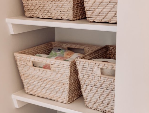 Organizational crates in shelves