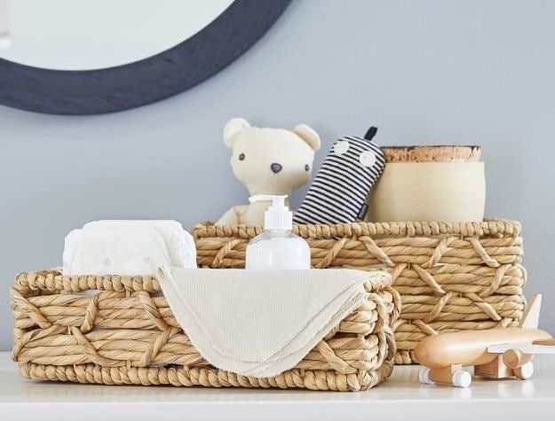 woven changing table storage