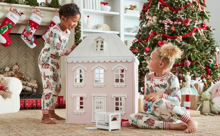 Santa's Sleigh One Piece Baby Pajama & Hat Set | Pottery Barn Kids