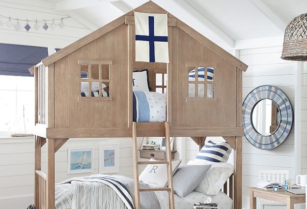 Tree house bunk bed in nautical room