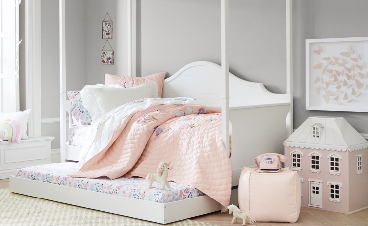 Pink and grey childrens bedroom hotsell