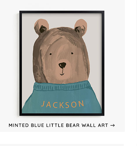 Minted Blue Little Bear Wall Art