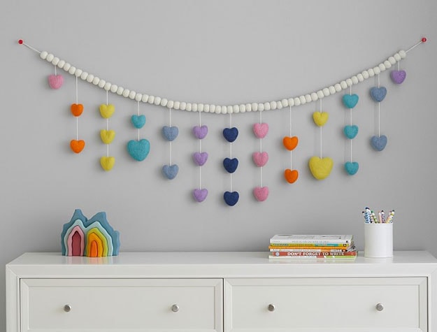 felted heart garland