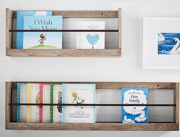 wood and metal book shelves