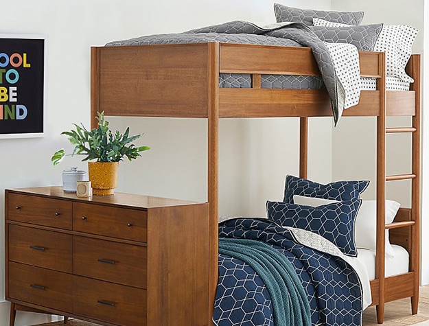 Mid-century wood bunk bed
