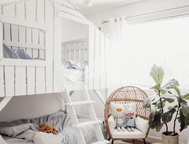 White farmhouse bunk bed