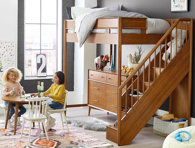 Modern lofted bunk bed