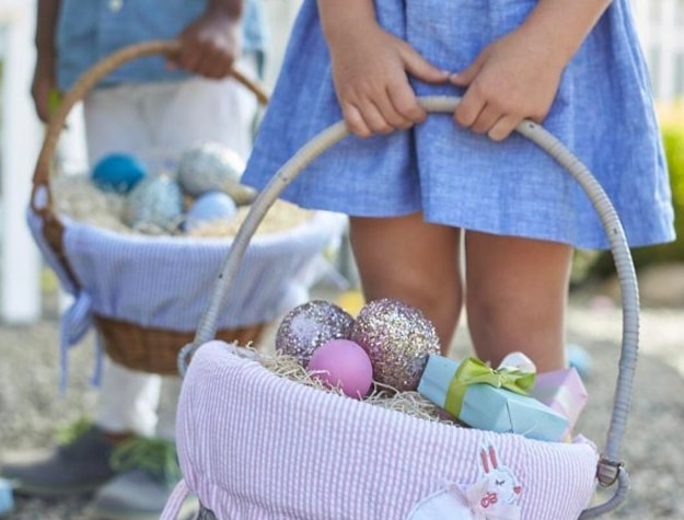 Bunny Easter baskets filled with candy and toys