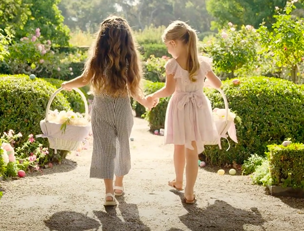 Two girls at Easter egg hunt