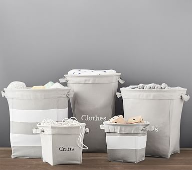 gray canvas storage bins