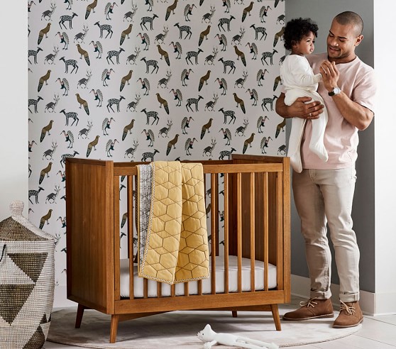 pottery barn mid century modern crib