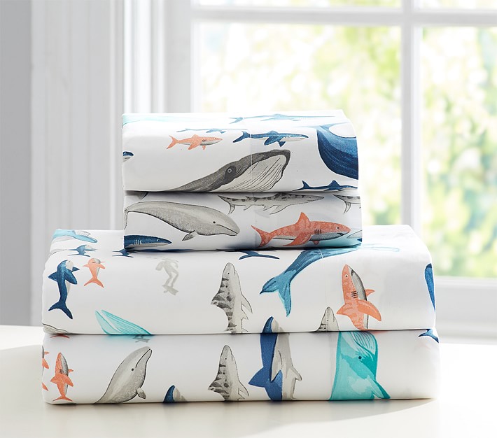 pottery barn whale sheets