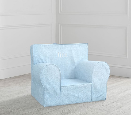 baby blue armchair