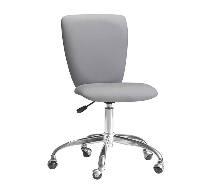 Brushed Nickel Base Square Upholstered Kids Desk Chair Pottery Barn Kids
